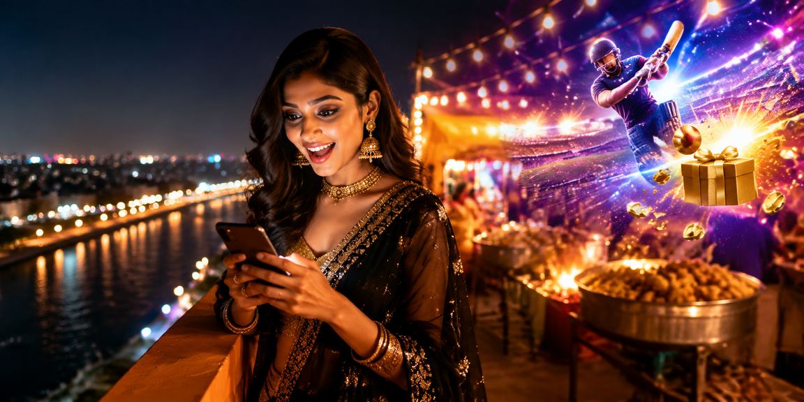 Ahmedabad riverfront evening with cricket betting venue